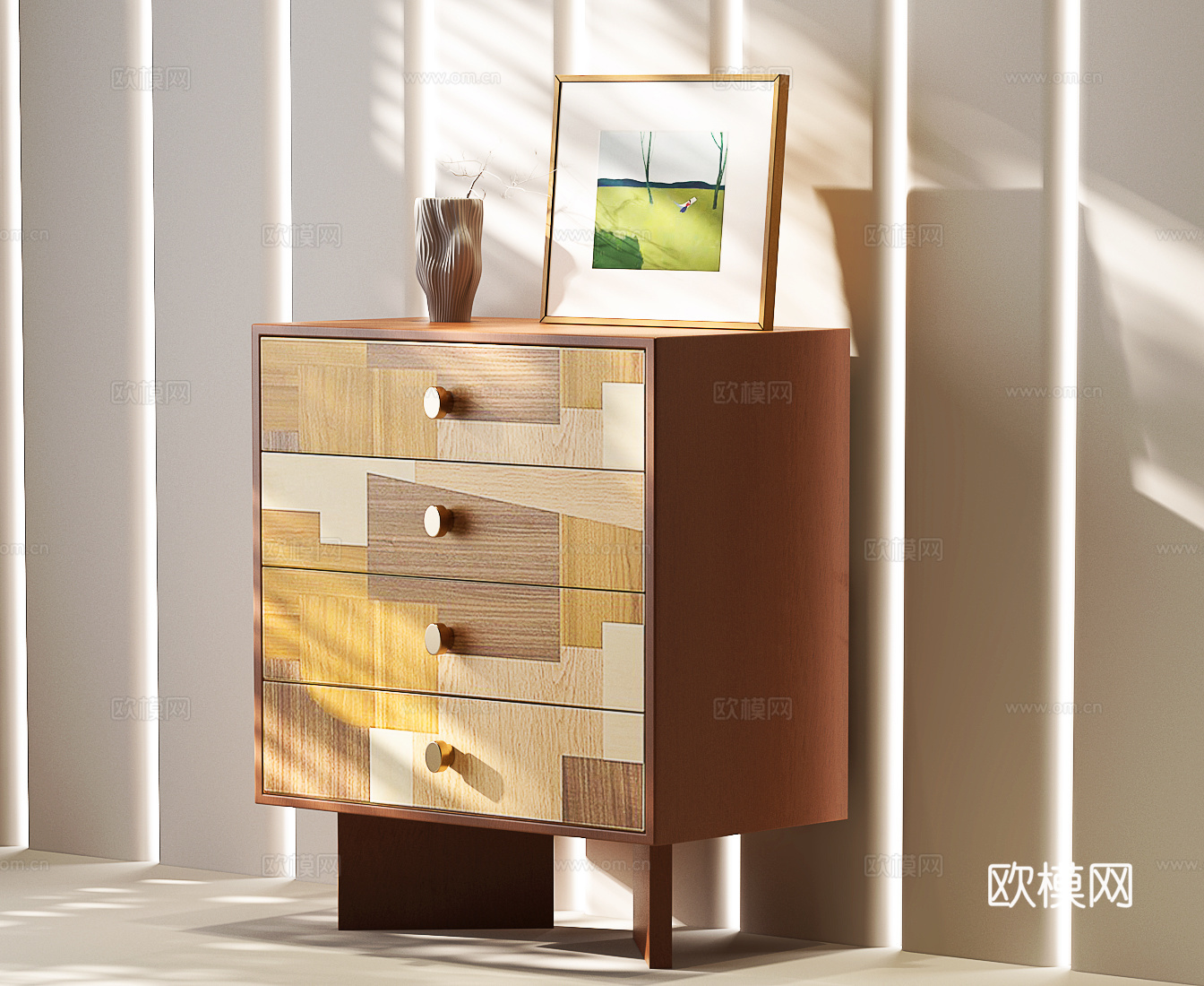现代斗柜 现代中古斗柜 中古风斗柜 现代意式斗柜 意式复古su模型