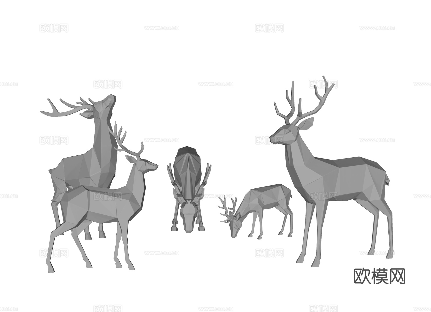 鹿雕塑 景观雕塑 低多边形雕塑 不锈钢雕塑 公园雕塑 景观雕su模型