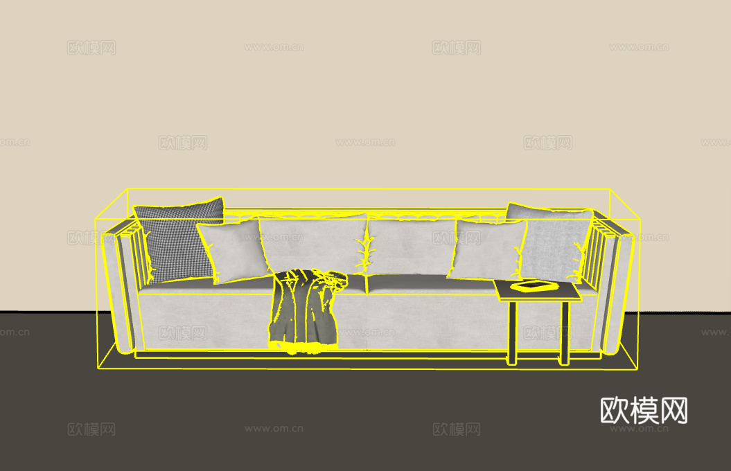 三人沙发su模型
