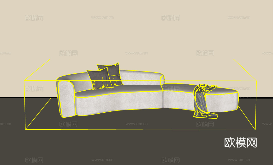 三人沙发su模型