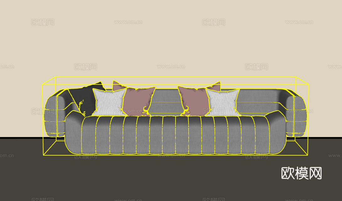三人沙发su模型