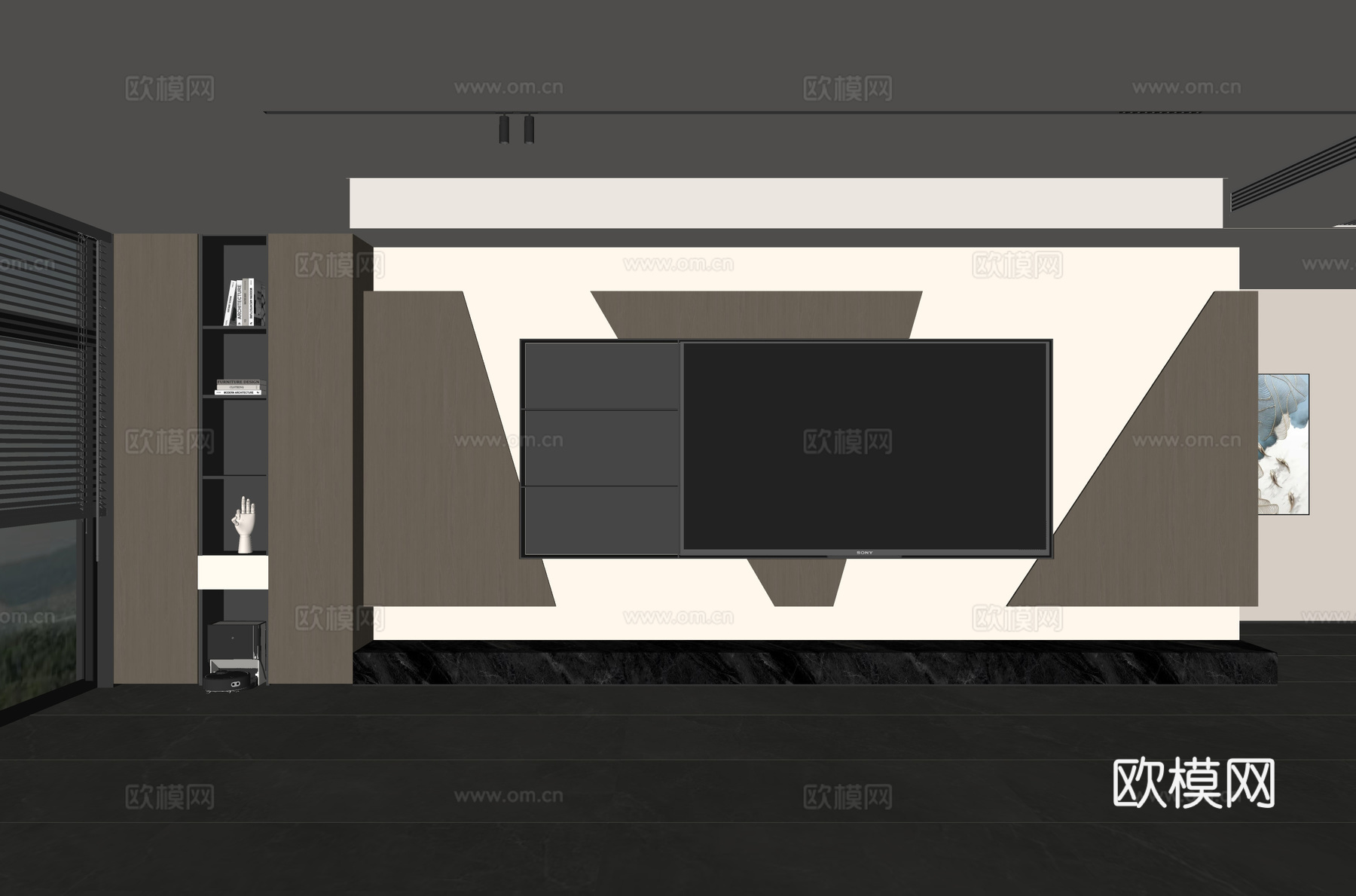 意式客厅 现代客厅 电视背景墙 电视柜 客厅背景su模型