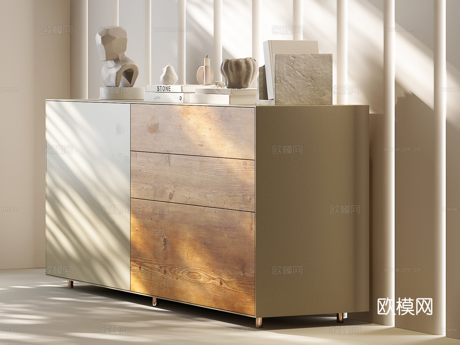 现代意式边柜 意式装饰柜 意式玄关柜 现代边柜 意式储物柜su模型