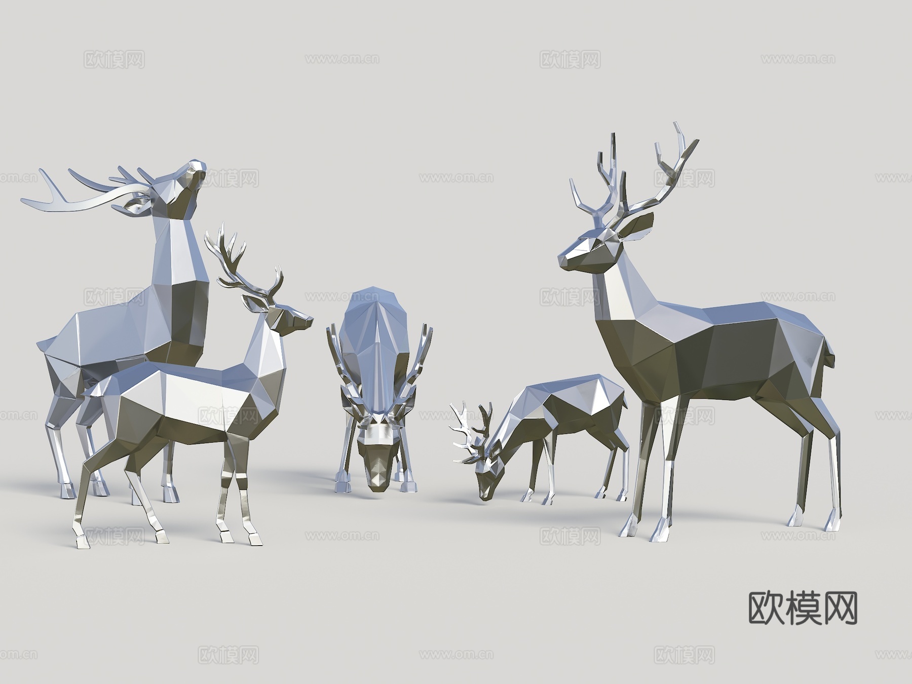 鹿雕塑 景观雕塑 低多边形雕塑 不锈钢雕塑 公园雕塑 景观雕su模型
