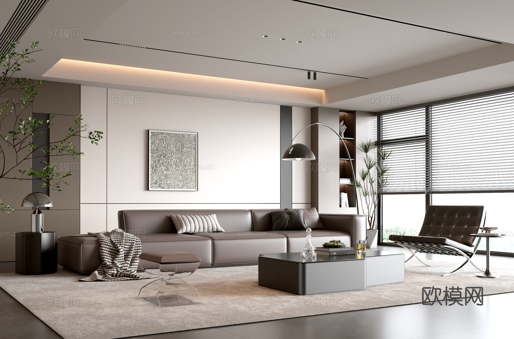 意式客厅 现代客厅 沙发背景墙 组合沙发 沙发茶几组合 客厅su模型