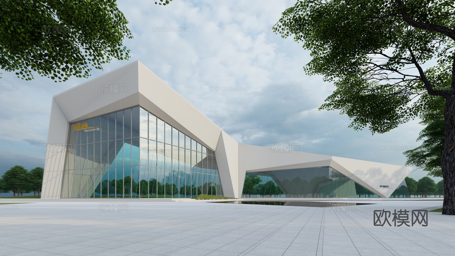 美术馆艺术馆展览馆建筑外立面su模型