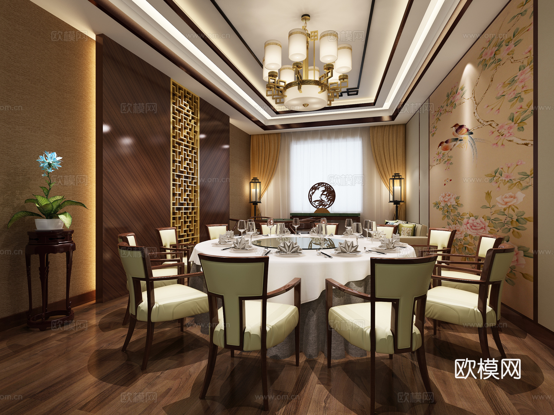 新中式包厢中包棋牌室茶楼3d模型