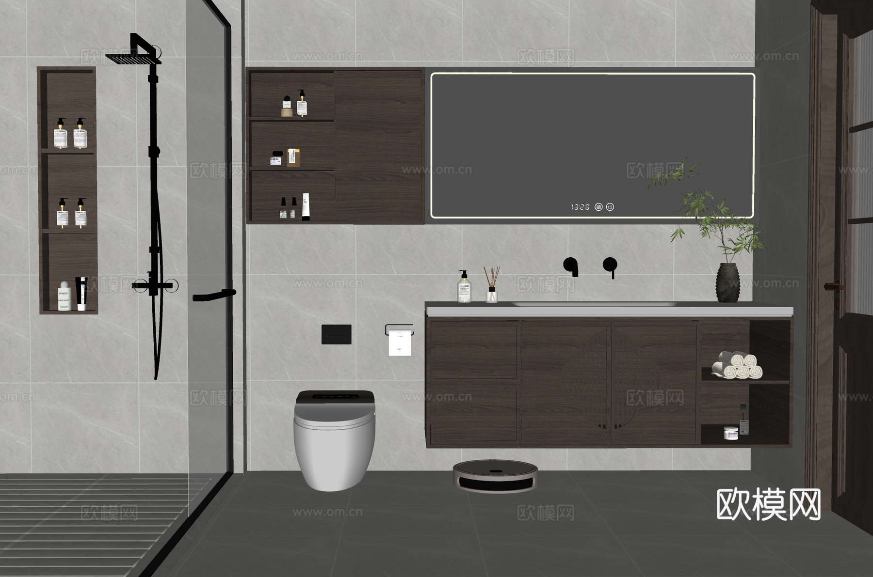 新中式卫生间su模型