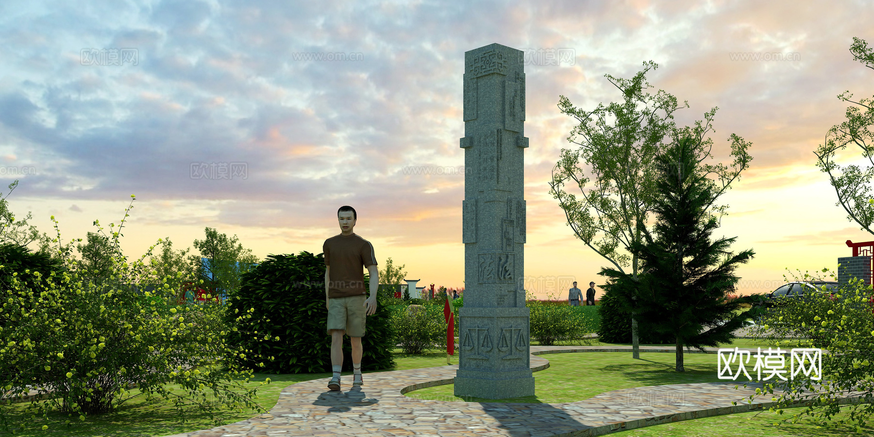 法治宣传栏 法治广场 廉政 图腾柱 法制 法治文化 法治人物3d模型下载（渲染图1）