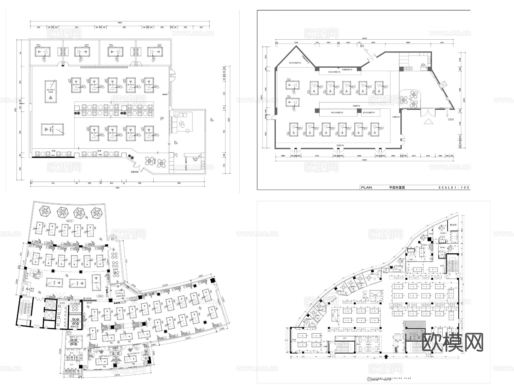 32套台球厅CAD图纸cad施工图