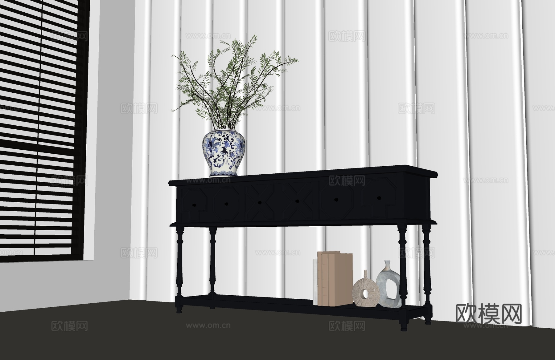 美式斗柜 美式装饰柜 美式玄关柜 美式餐边柜 美式边柜su模型