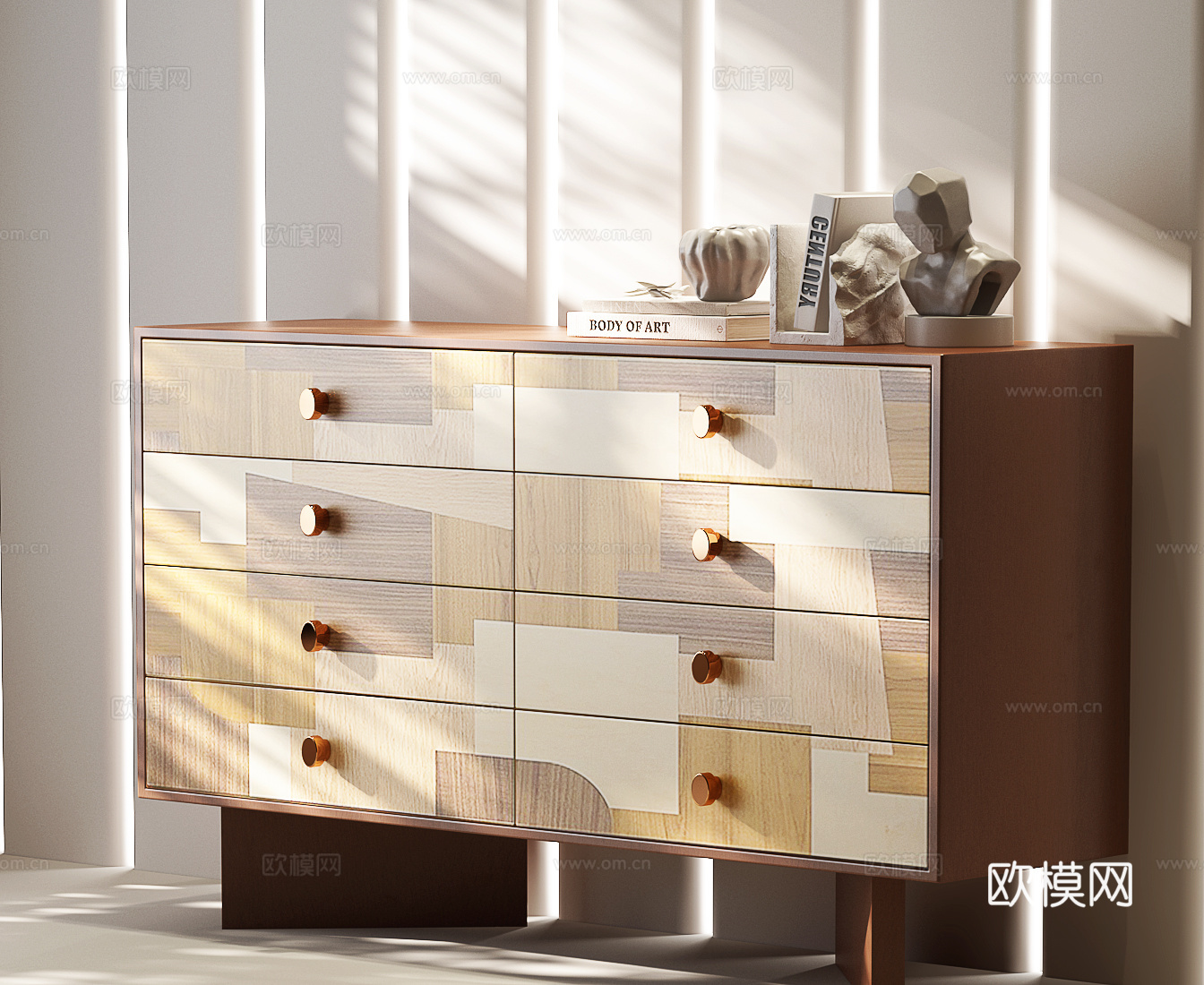 现代斗柜 现代中古斗柜 中古风斗柜 现代意式斗柜 意式复古su模型