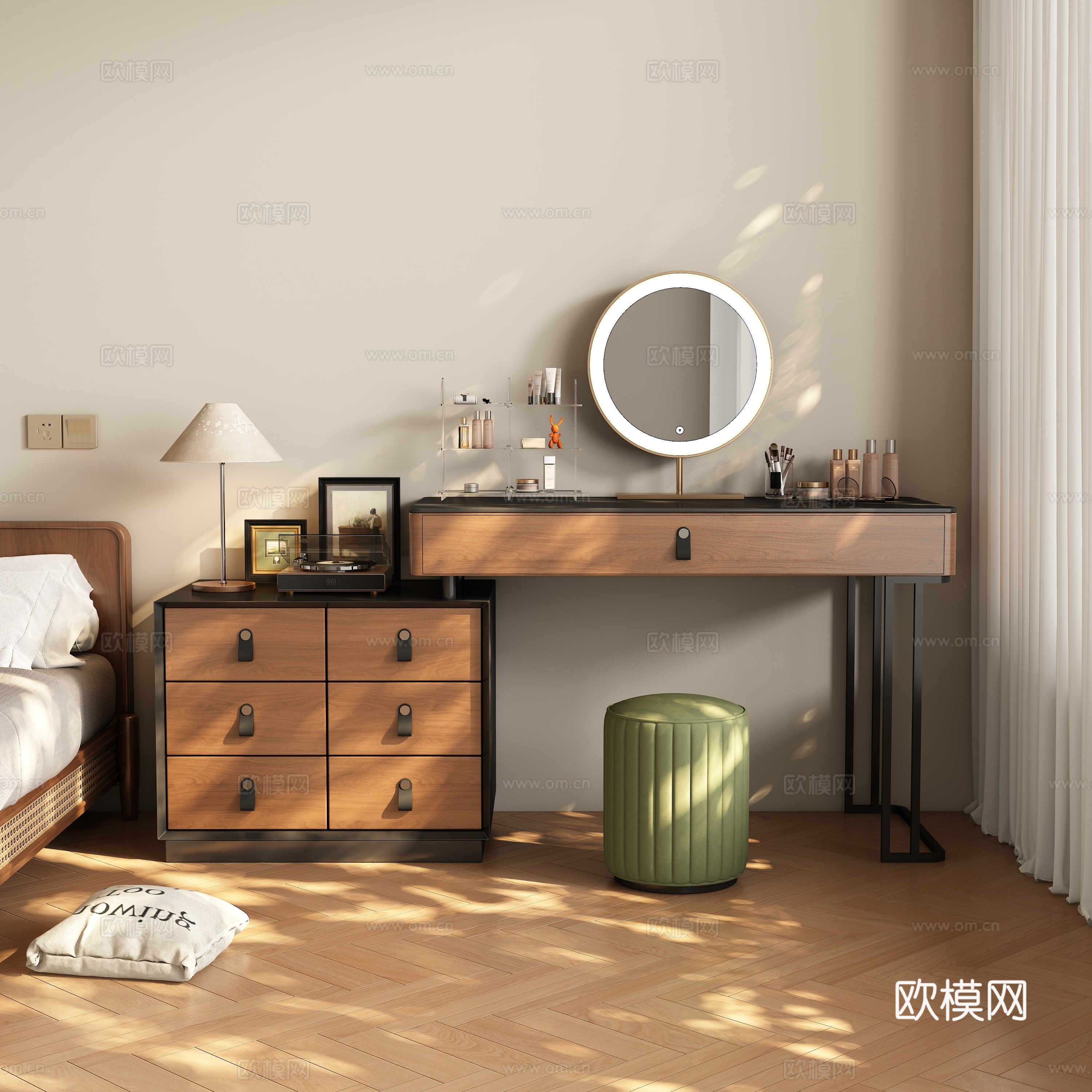 中古风侘寂梳妆台3d模型下载