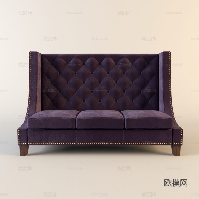 法式三人沙发 沙发 三人沙发3d模型下载（渲染图3）