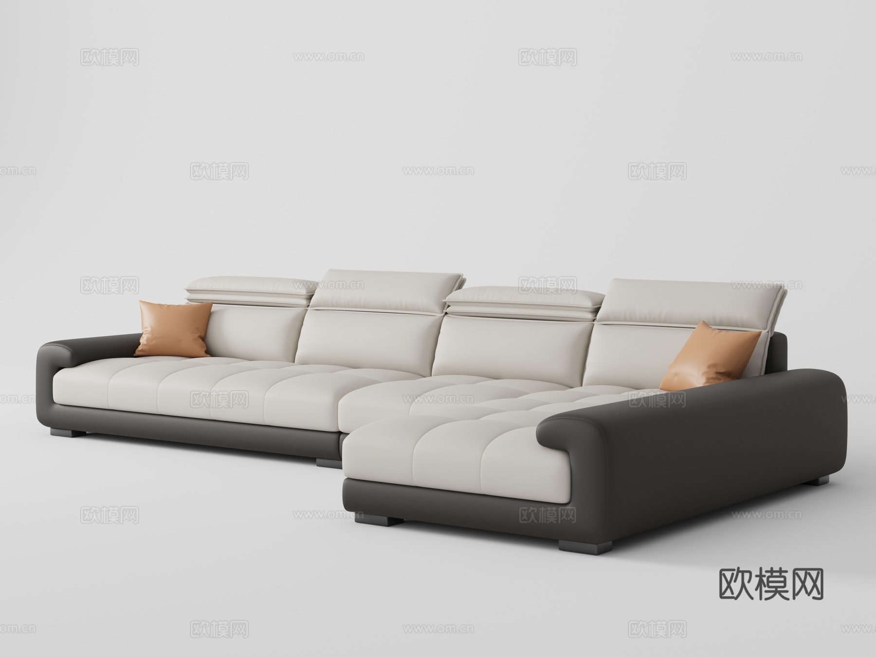 现代简约休闲贵妃沙发 大小户型沙发组合3d模型下载（渲染图1）