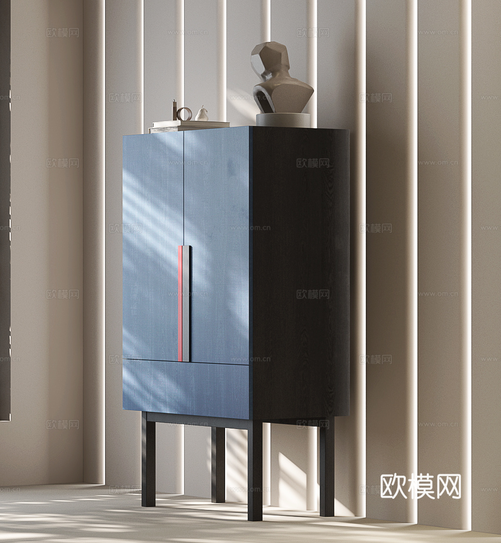 现代意式边柜 意式装饰柜 意式玄关柜 现代边柜 意式储物柜su模型