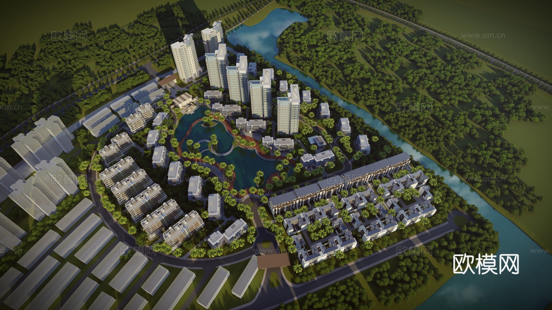 现代风格住宅小区景观su模型