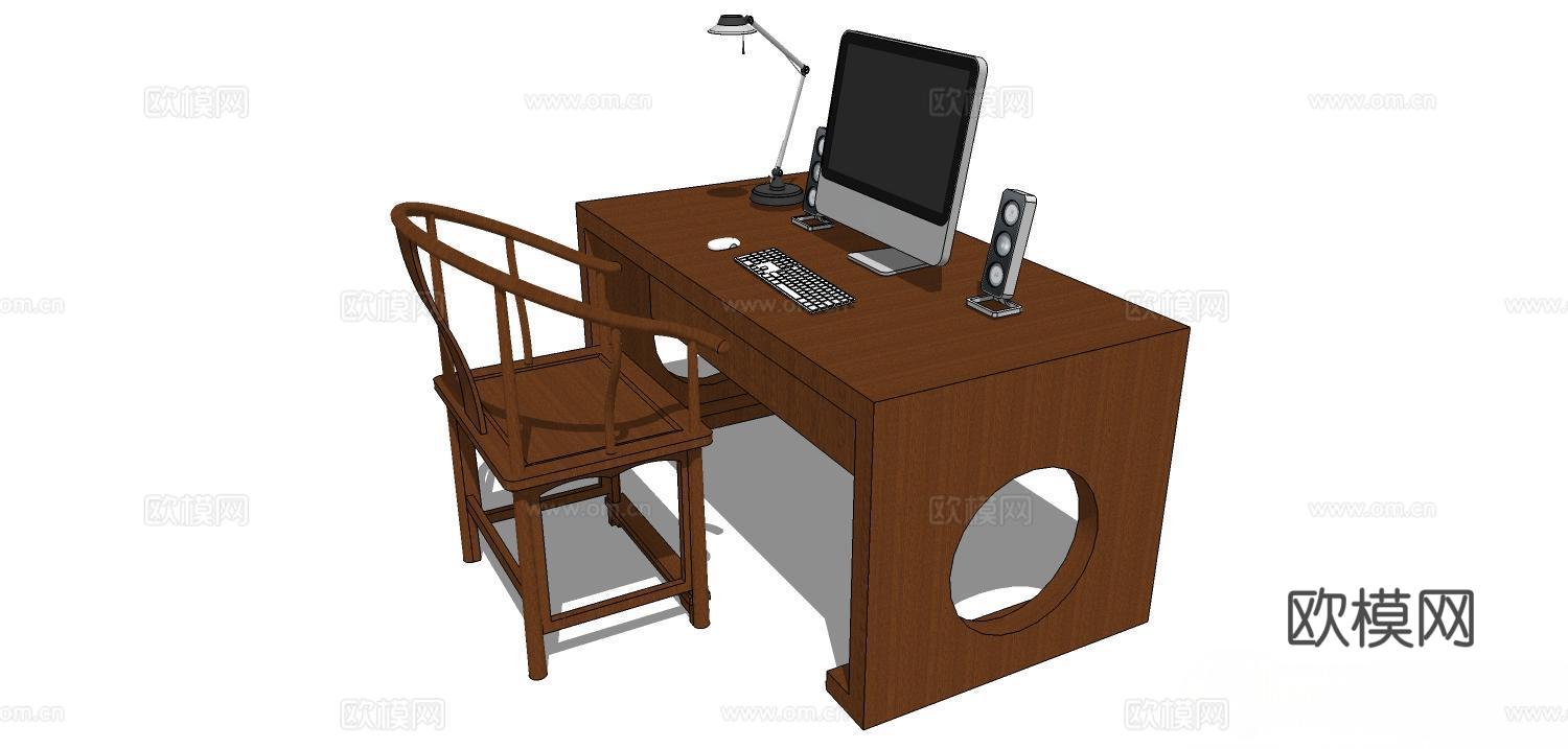 实木桌椅 实木椅子 实木桌子 椅子 桌子 书桌椅su模型