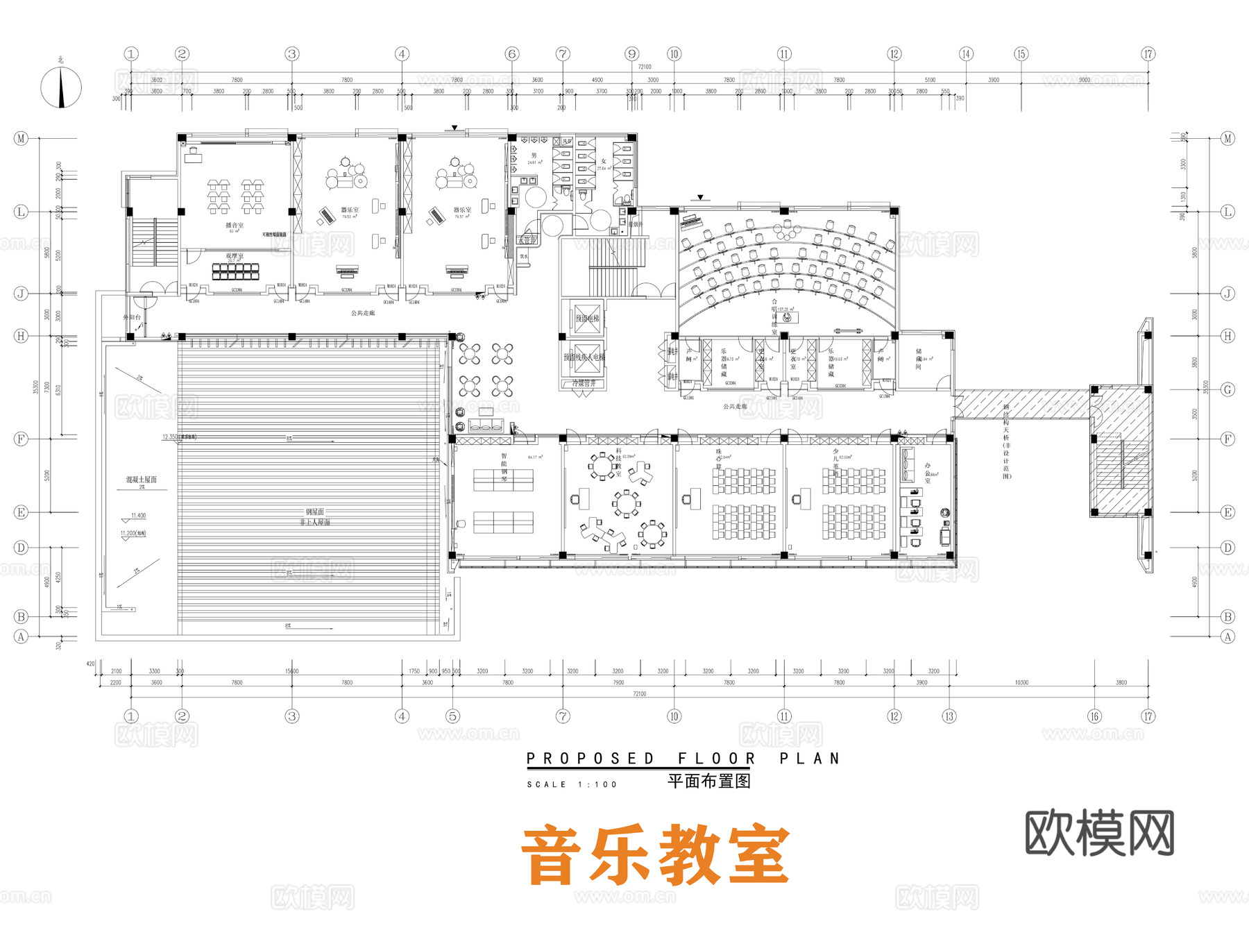20套教室施工图培训室自习室音乐室实训室cad施工图