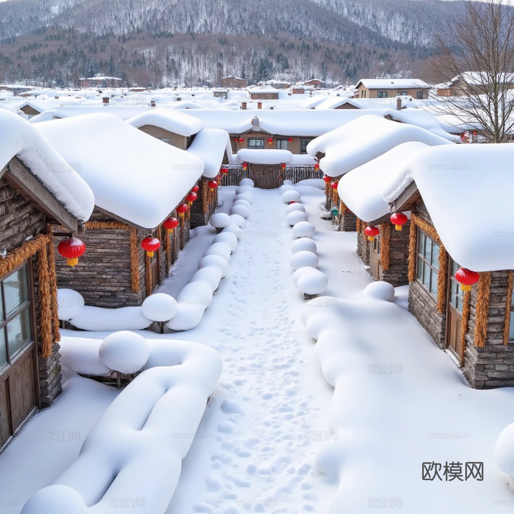 东北雪乡 铁锅炖灯箱装饰画