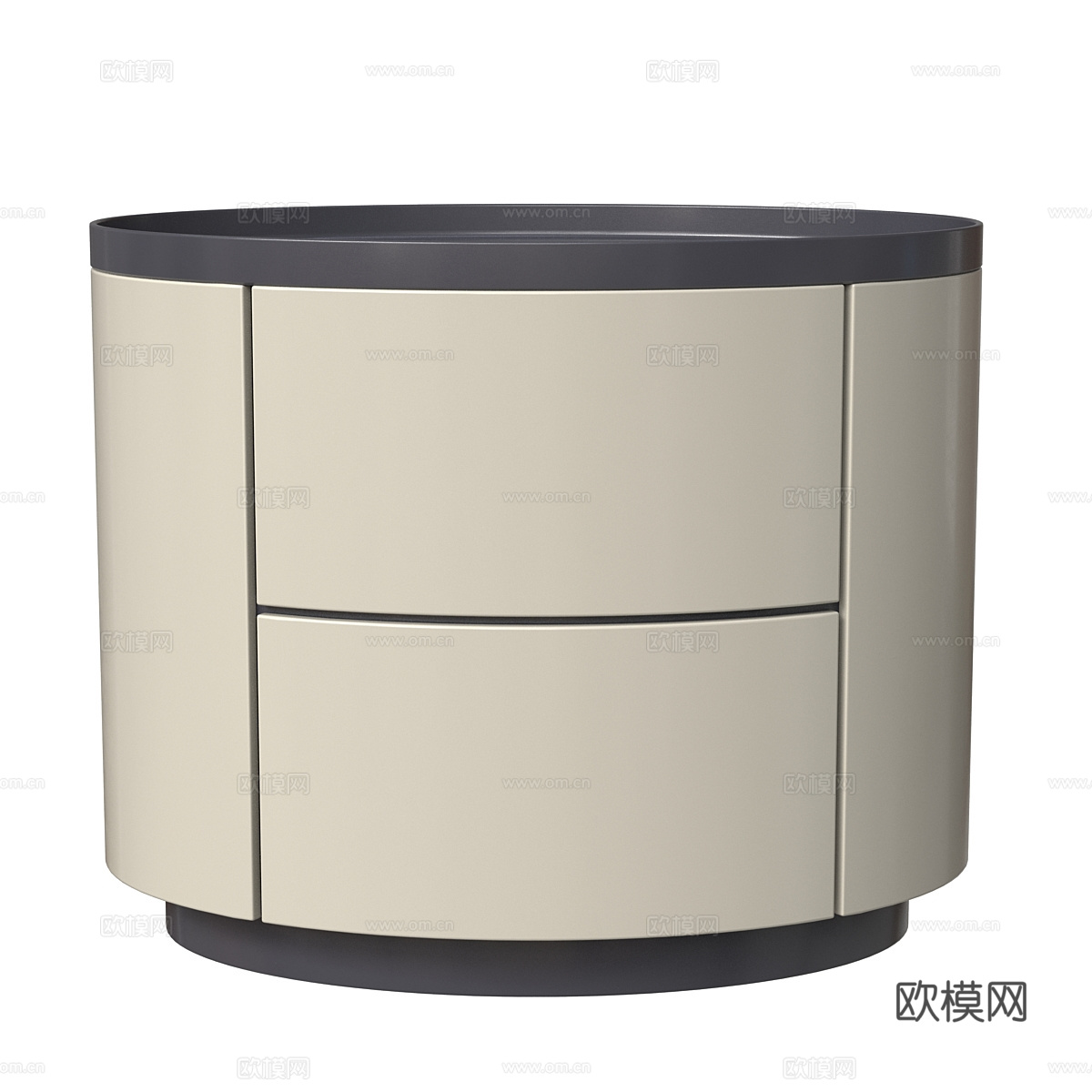 现代意式椭圆床头柜3d模型下载（渲染图3）