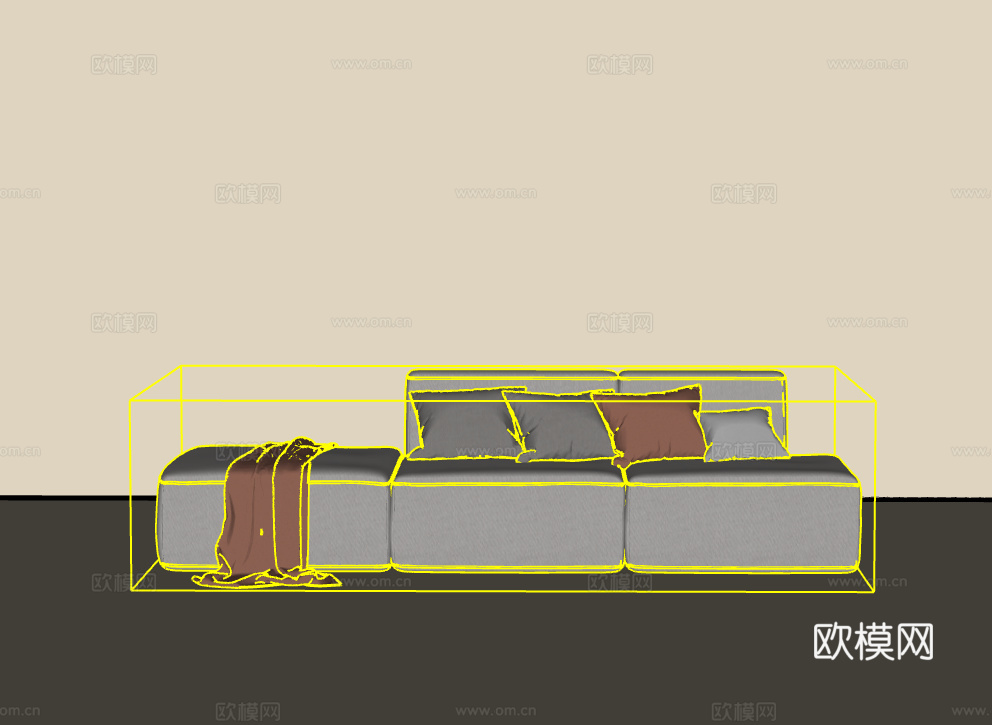三人沙发su模型