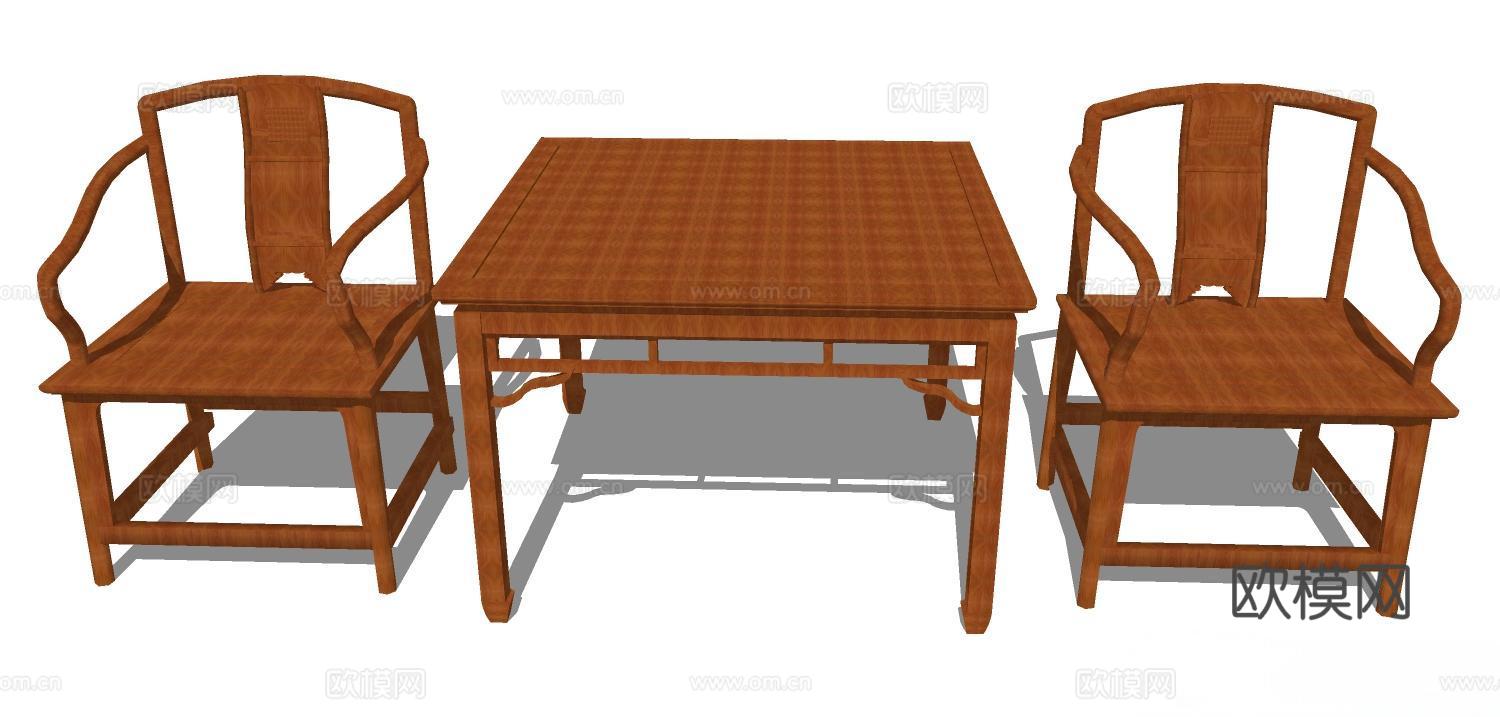 实木桌椅 实木椅子 实木桌子 椅子 桌子 茶几su模型