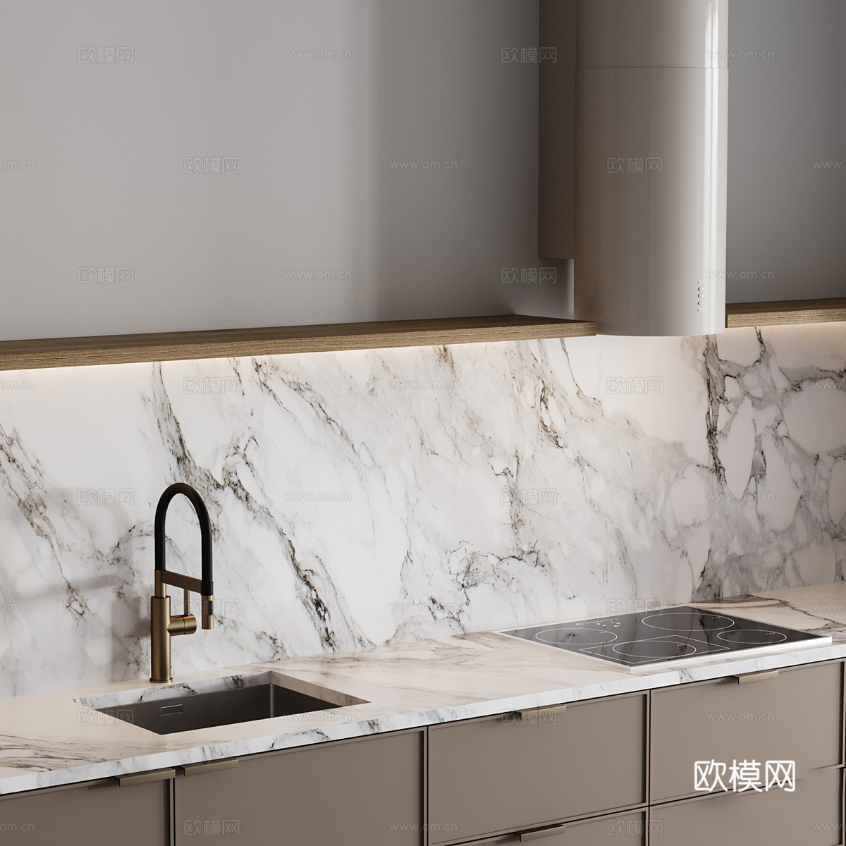 现代极简橱柜3d模型下载（渲染图3）