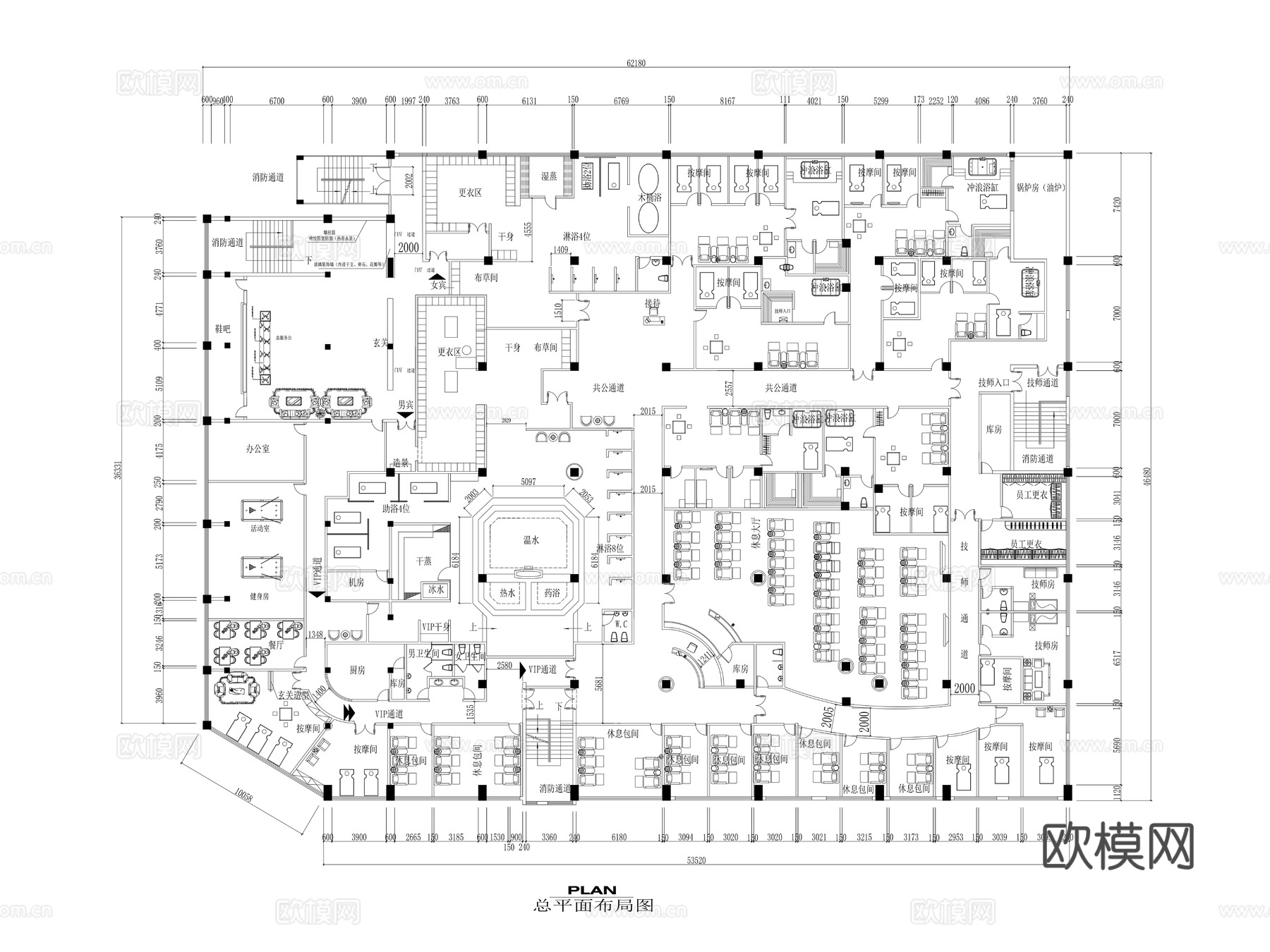 18套洗浴中心施工图cad施工图cad施工图