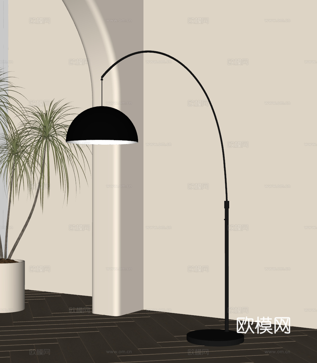 现代鱼线灯 落地灯su模型