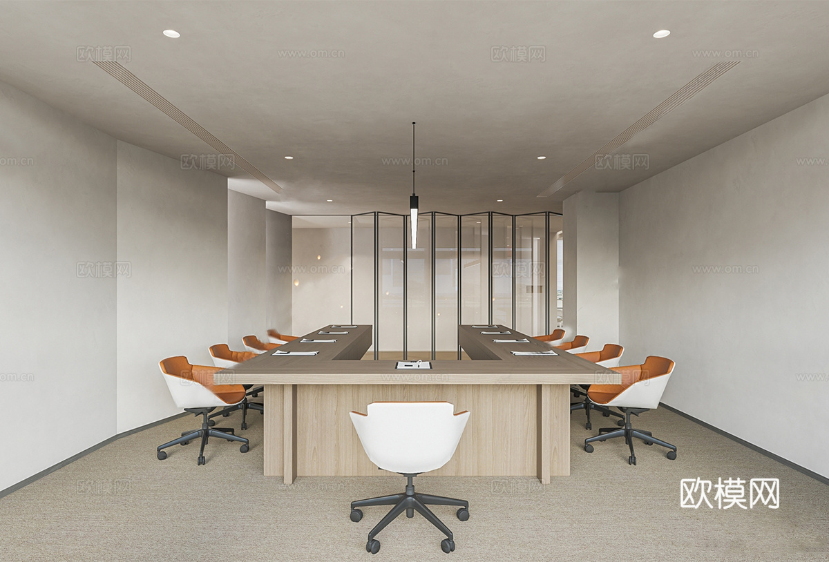 侘寂公共办公区 小型 开放式 办公室 会议室su模型