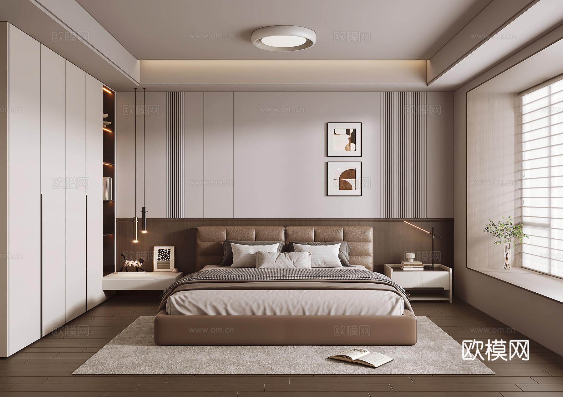 现代意式卧室su模型