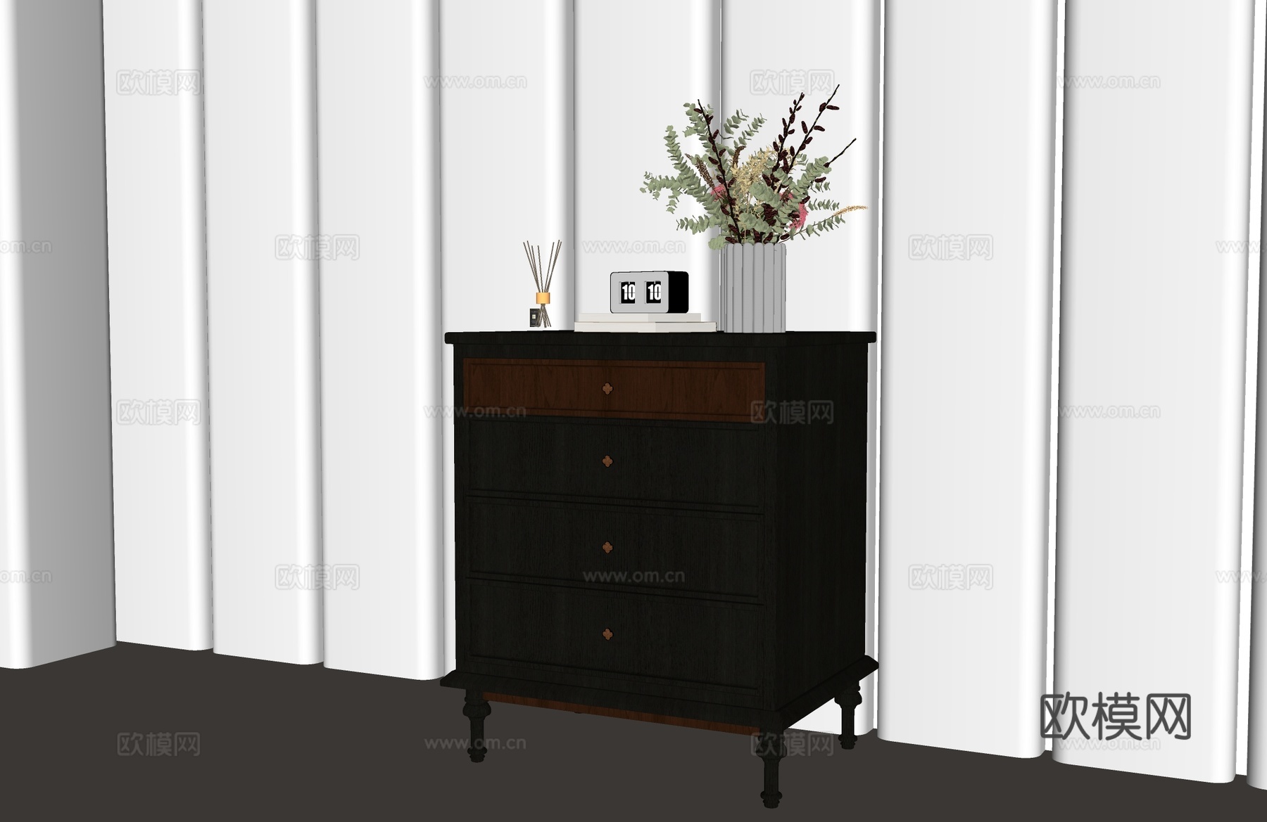 美式复古斗柜 美式复古边柜 美式复古床头柜 美式复古玄关柜su模型