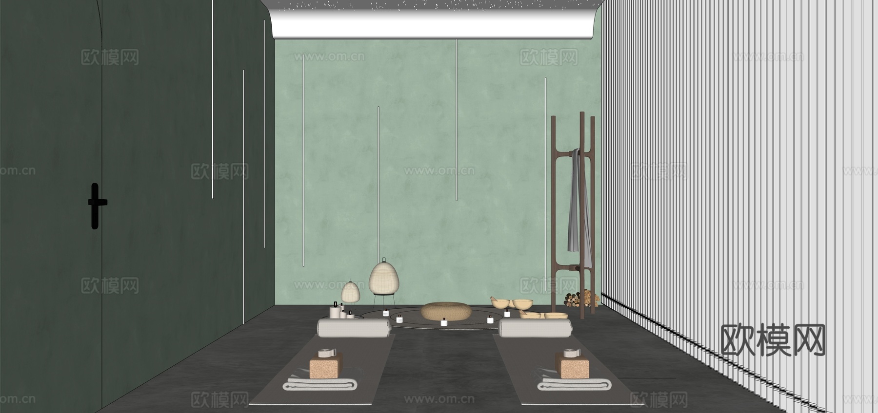 现代瑜伽室 颂钵室 冥想空间 公共空间su模型