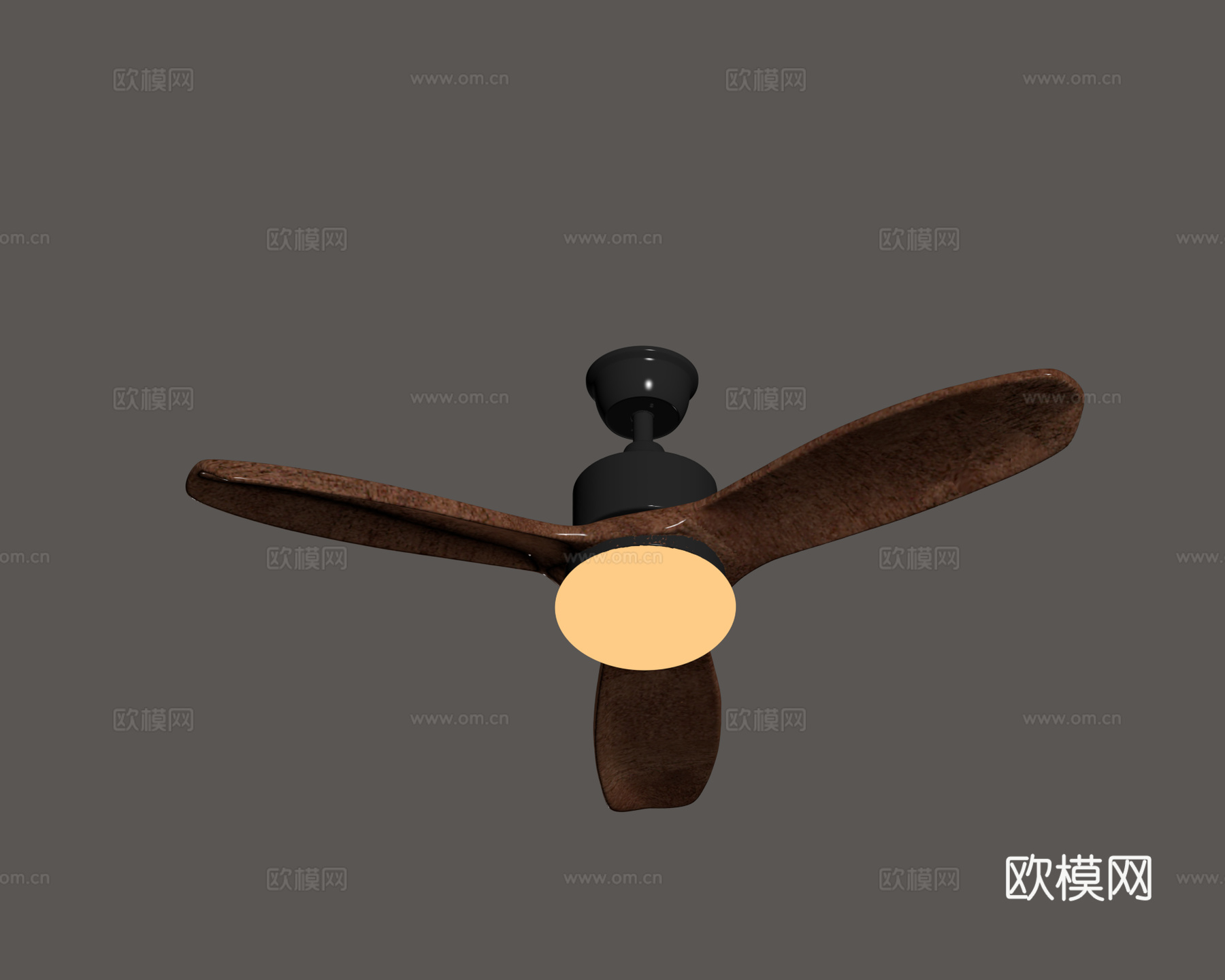 现代中古风扇吊灯su模型