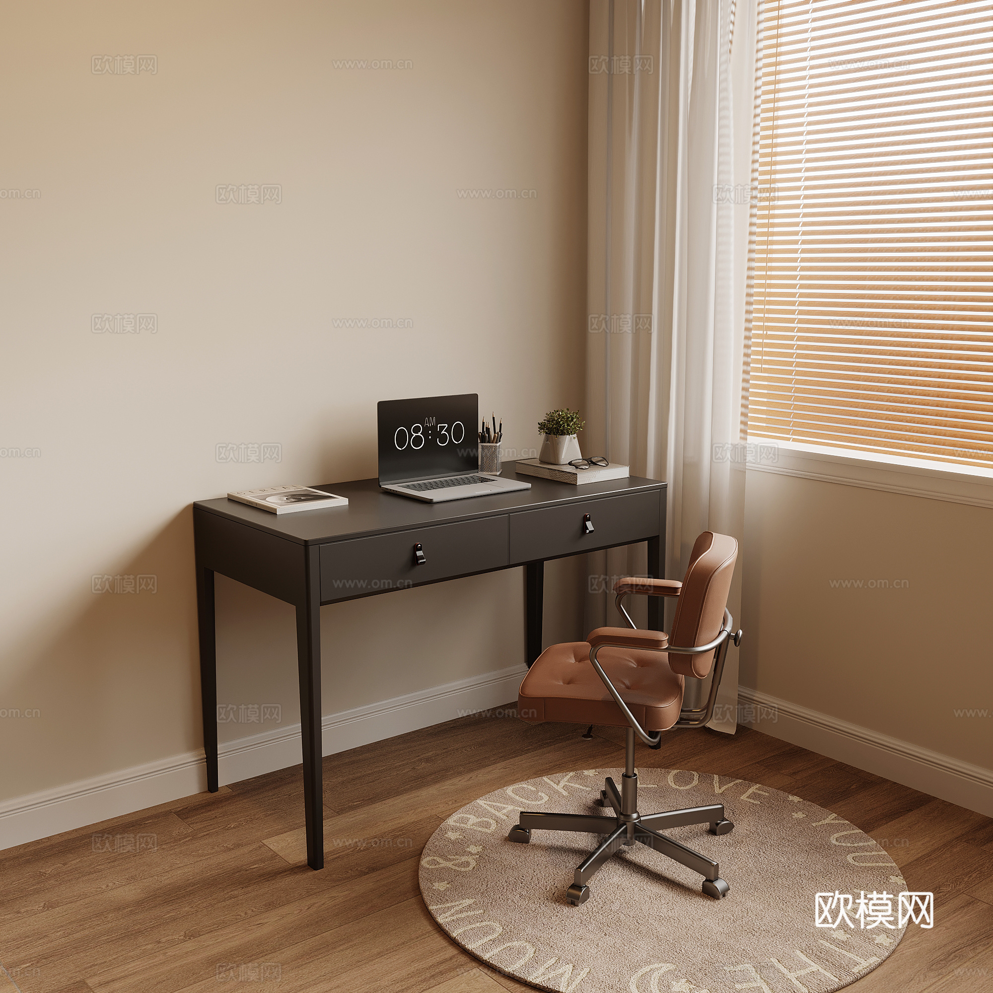 现代书桌椅 学习桌椅su模型
