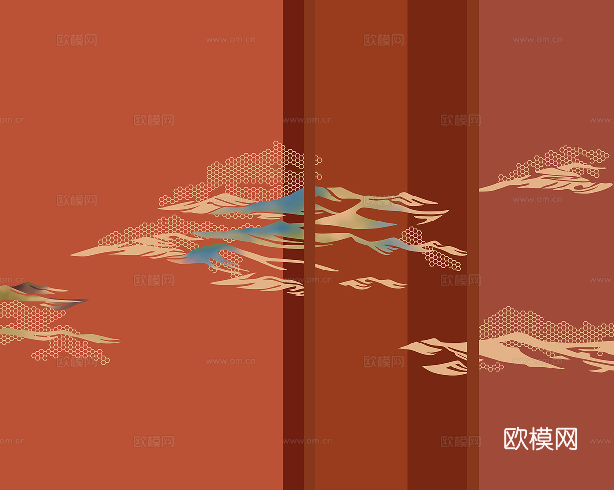 中式新中式山水壁纸壁画下载