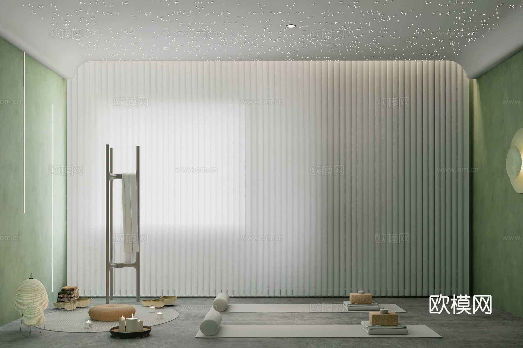 现代瑜伽室 颂钵室 冥想空间 公共空间su模型