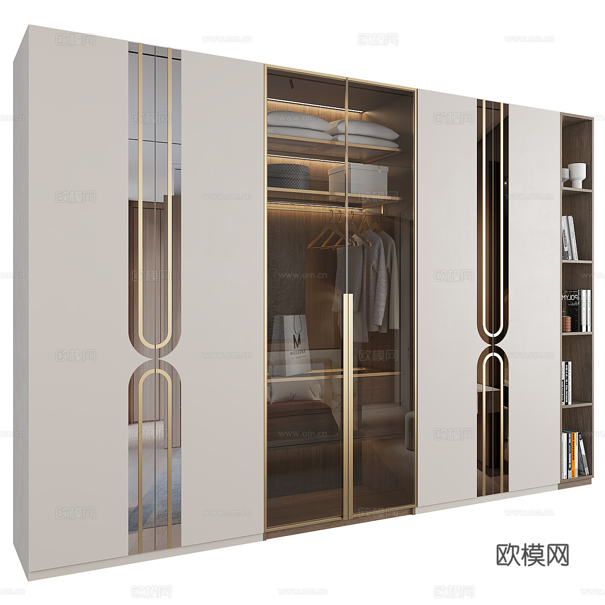 现代轻奢极简玻璃衣柜3d模型下载（渲染图2）