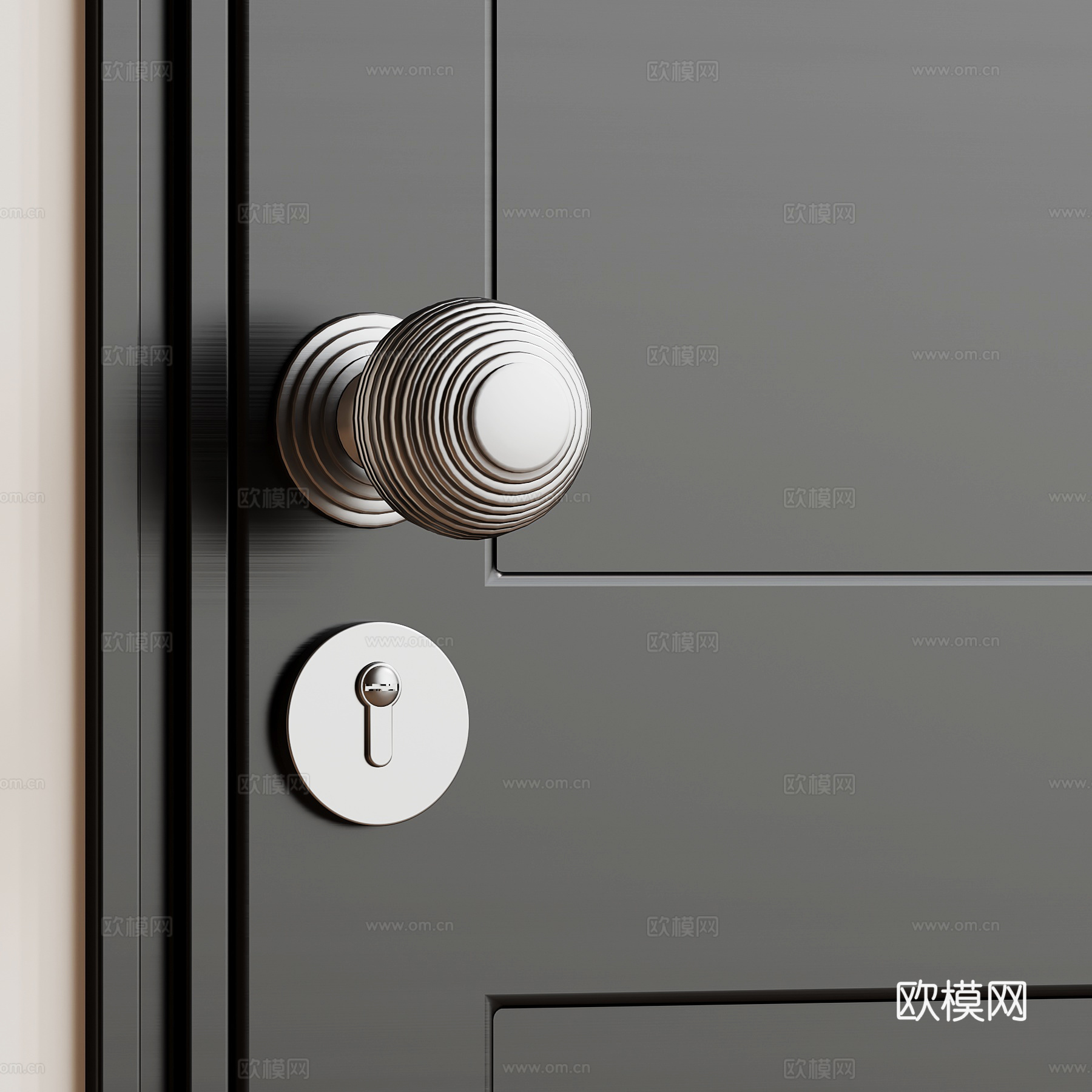现代门锁 拉手 门把手 室内门锁su模型