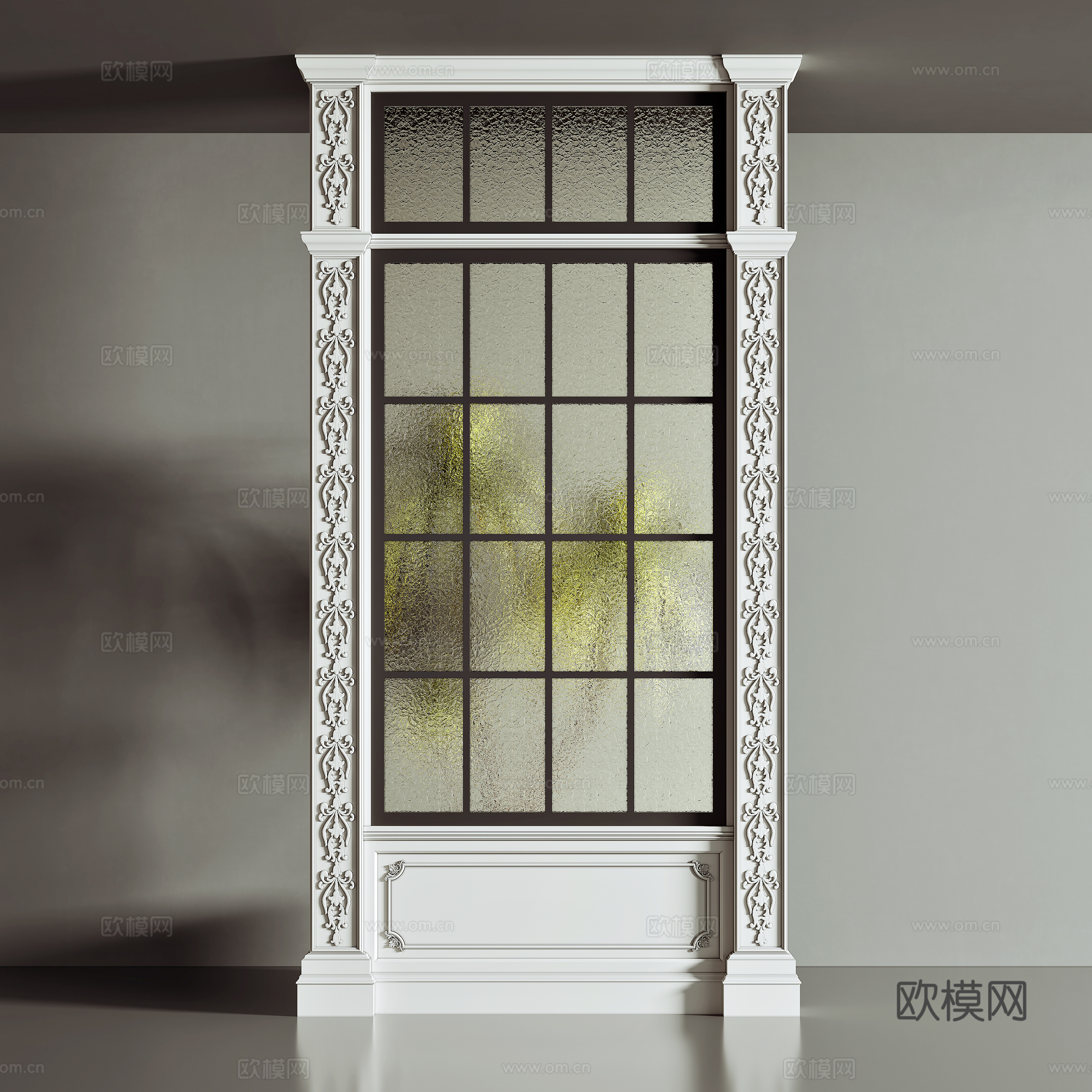 法式隔断 玻璃窗3d模型下载