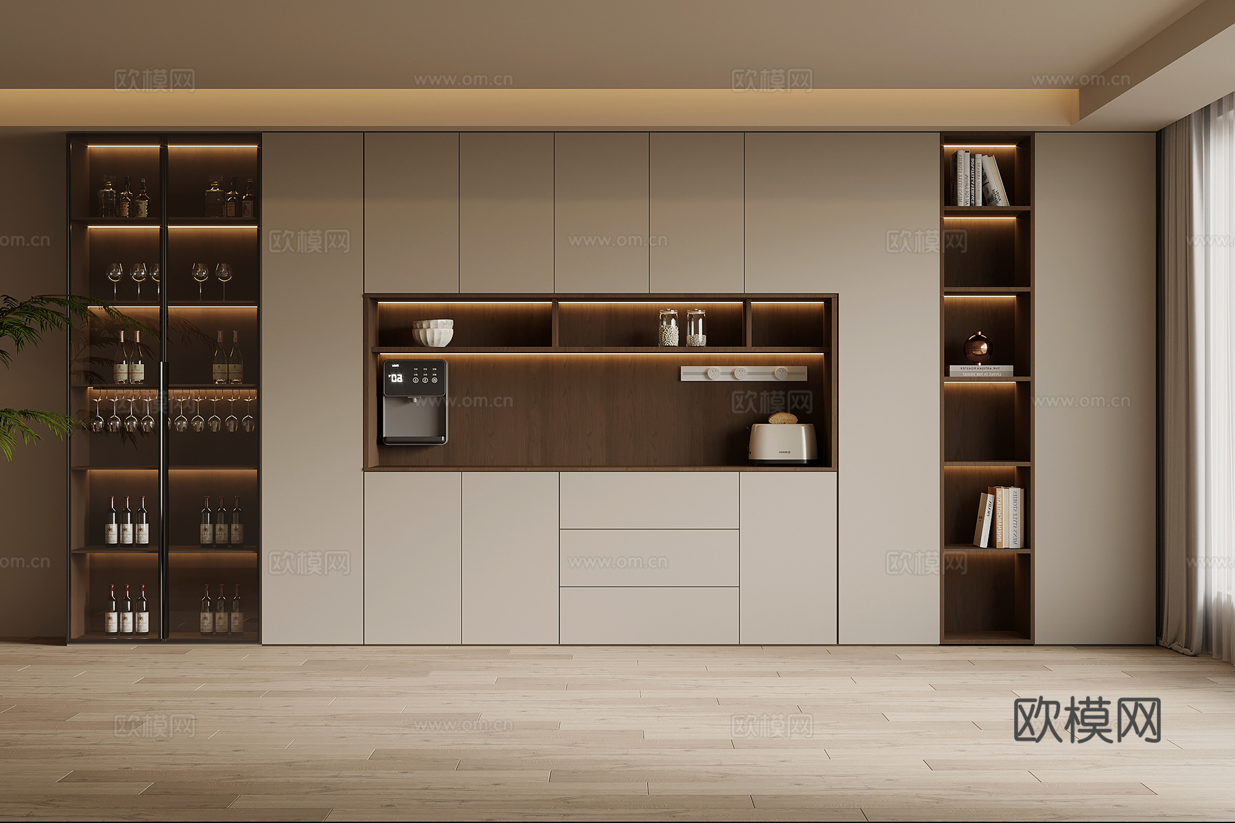 现代简约酒柜 餐边柜su模型