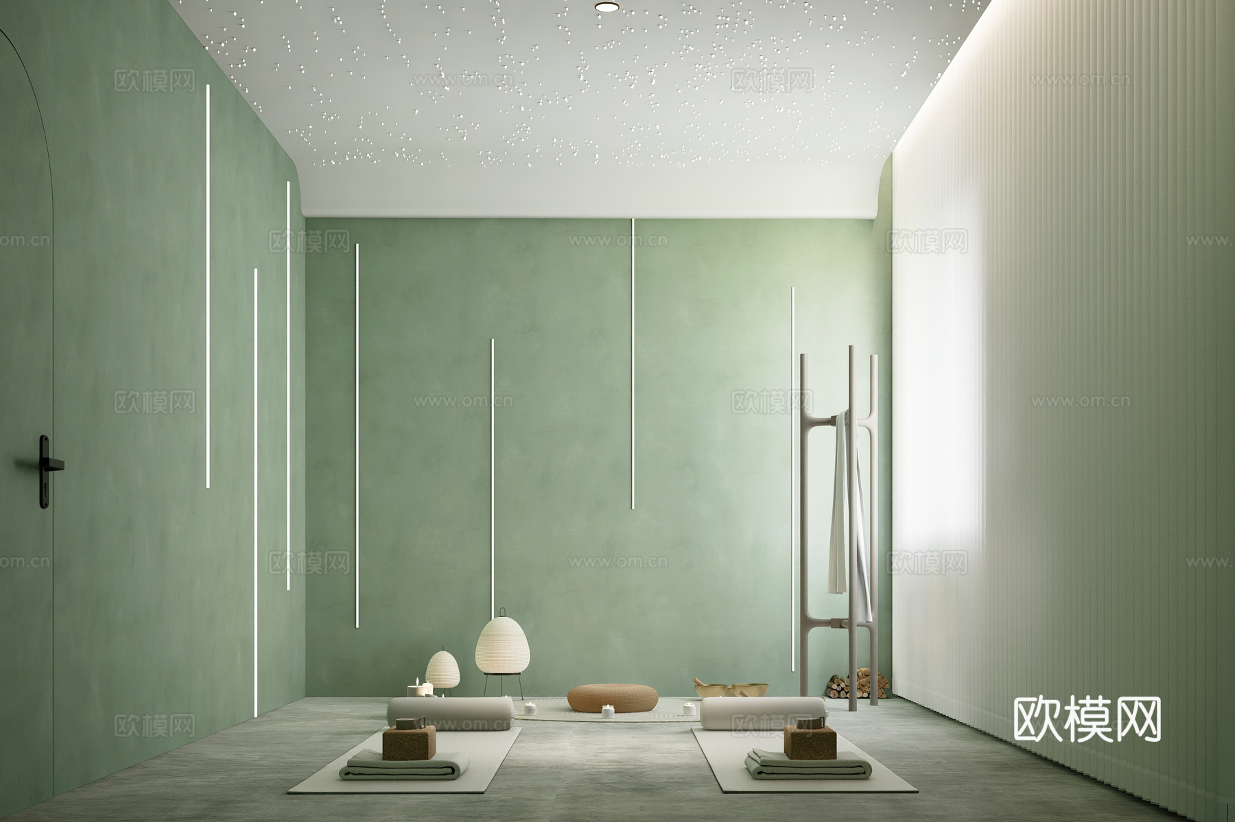 现代瑜伽室 颂钵室 冥想空间 公共空间su模型