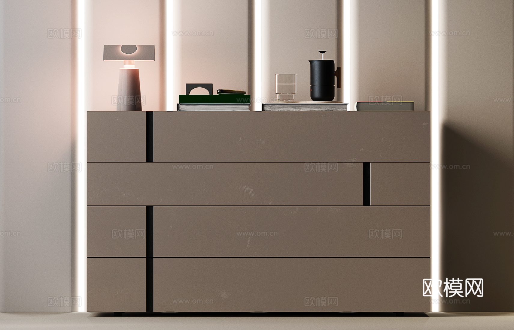 现代意式斗柜su模型