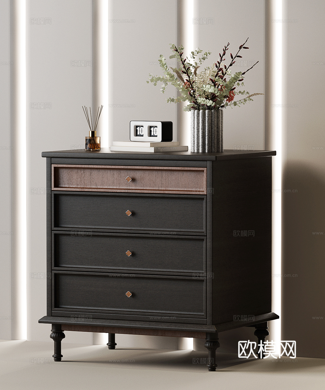 美式复古斗柜 美式复古边柜 美式复古床头柜 美式复古玄关柜su模型