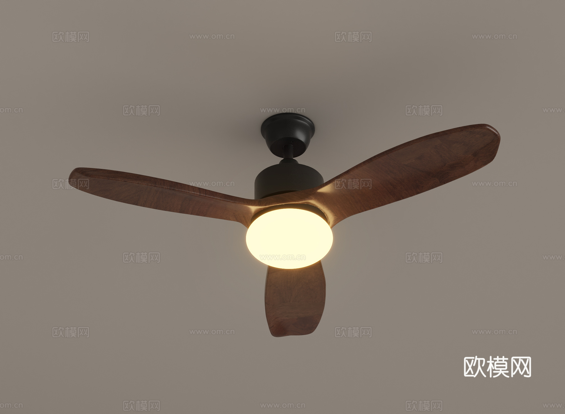 现代中古风扇吊灯su模型