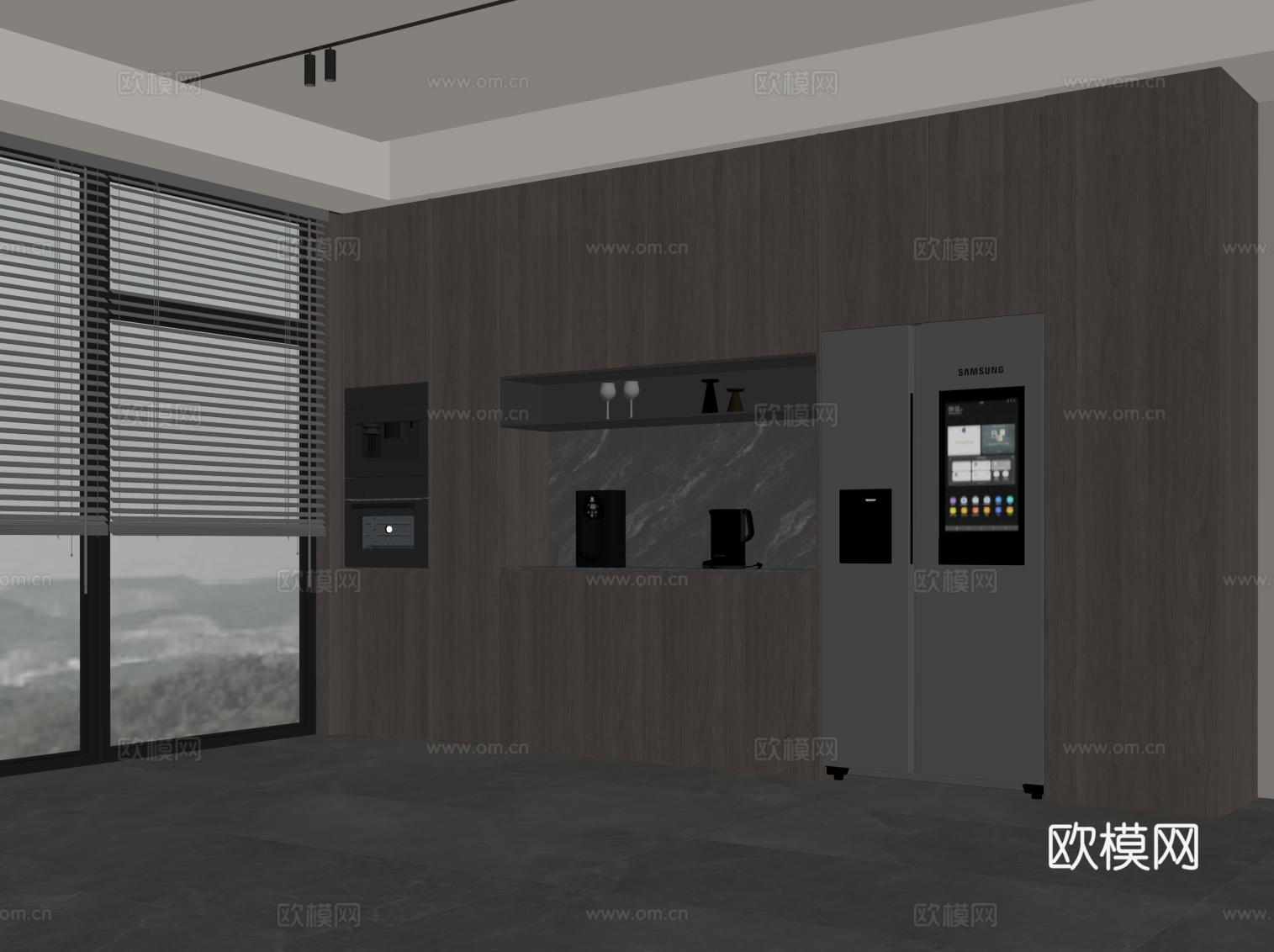 现代意式酒柜 餐桌椅su模型