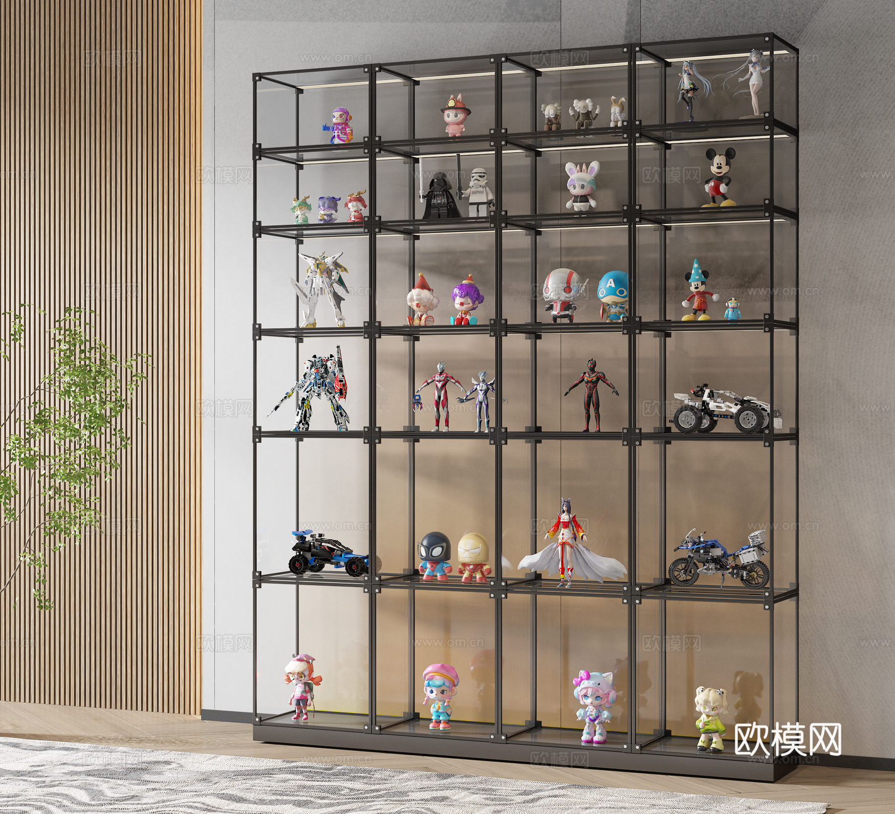 手办柜 摆件 手办 装饰摆件 装饰柜su模型