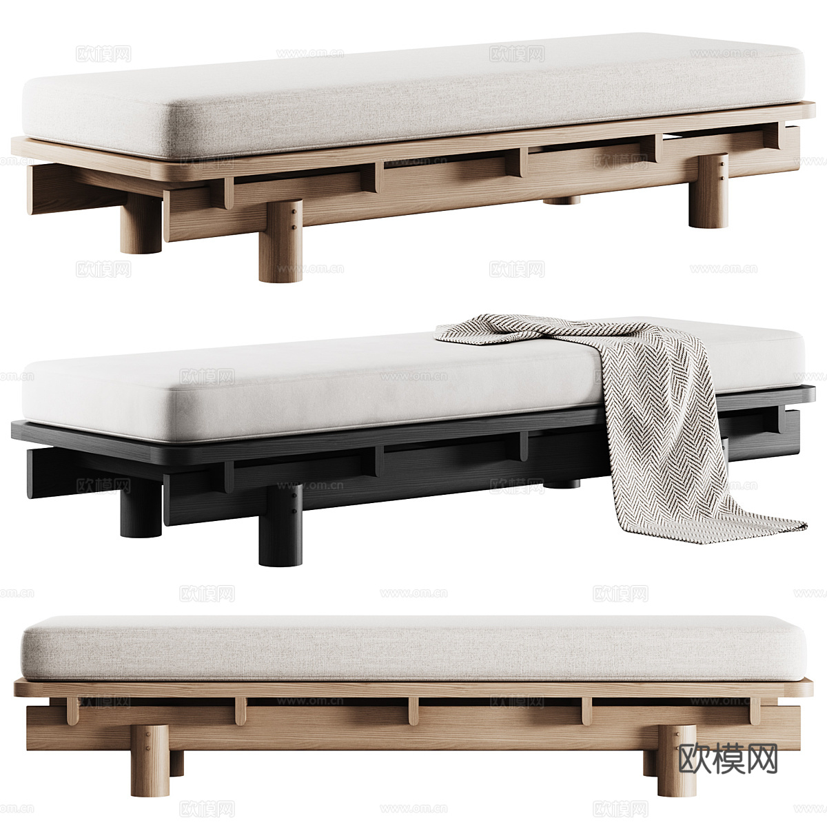 新中式中古风 Yume 家具沙发床3d模型下载（渲染图4）