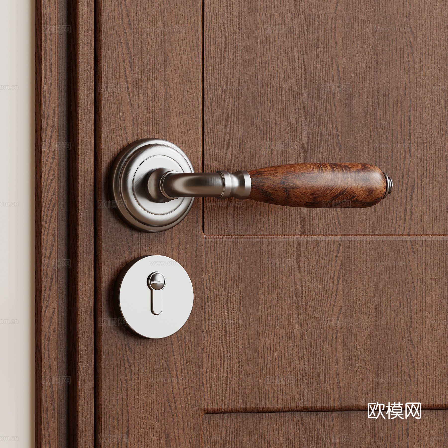现代门锁 拉手 门把手 室内门锁su模型